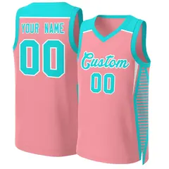 Light Pink Aqua-White Classic Mesh Basketball Jersey