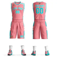 Light Pink Aqua White Classic Mesh Basketball Jersey 1