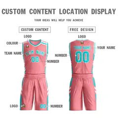 Light Pink Aqua White Classic Mesh Basketball Jersey 3