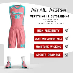 Light Pink Aqua-White Classic Mesh Basketball Jersey 2