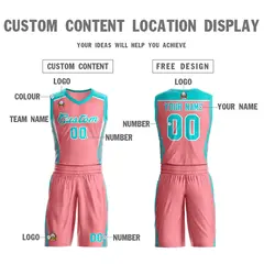 Light Pink Aqua-White Classic Mesh Basketball Jersey 3
