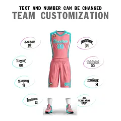 Light Pink Aqua-White Classic Mesh Basketball Jersey 4