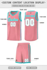 Light Pink Aqua-White Two Bar Side Sports Basketball Jersey 2