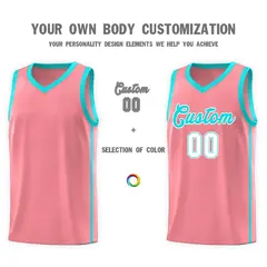 Light Pink Aqua-White Two Bar Side Sports Basketball Jersey 3