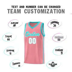Light Pink Aqua-White Two Bar Side Sports Basketball Jersey 4