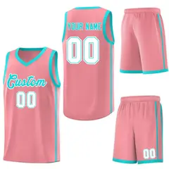 Light Pink Aqua-White Two Bar Side Sports Basketball Jersey 6