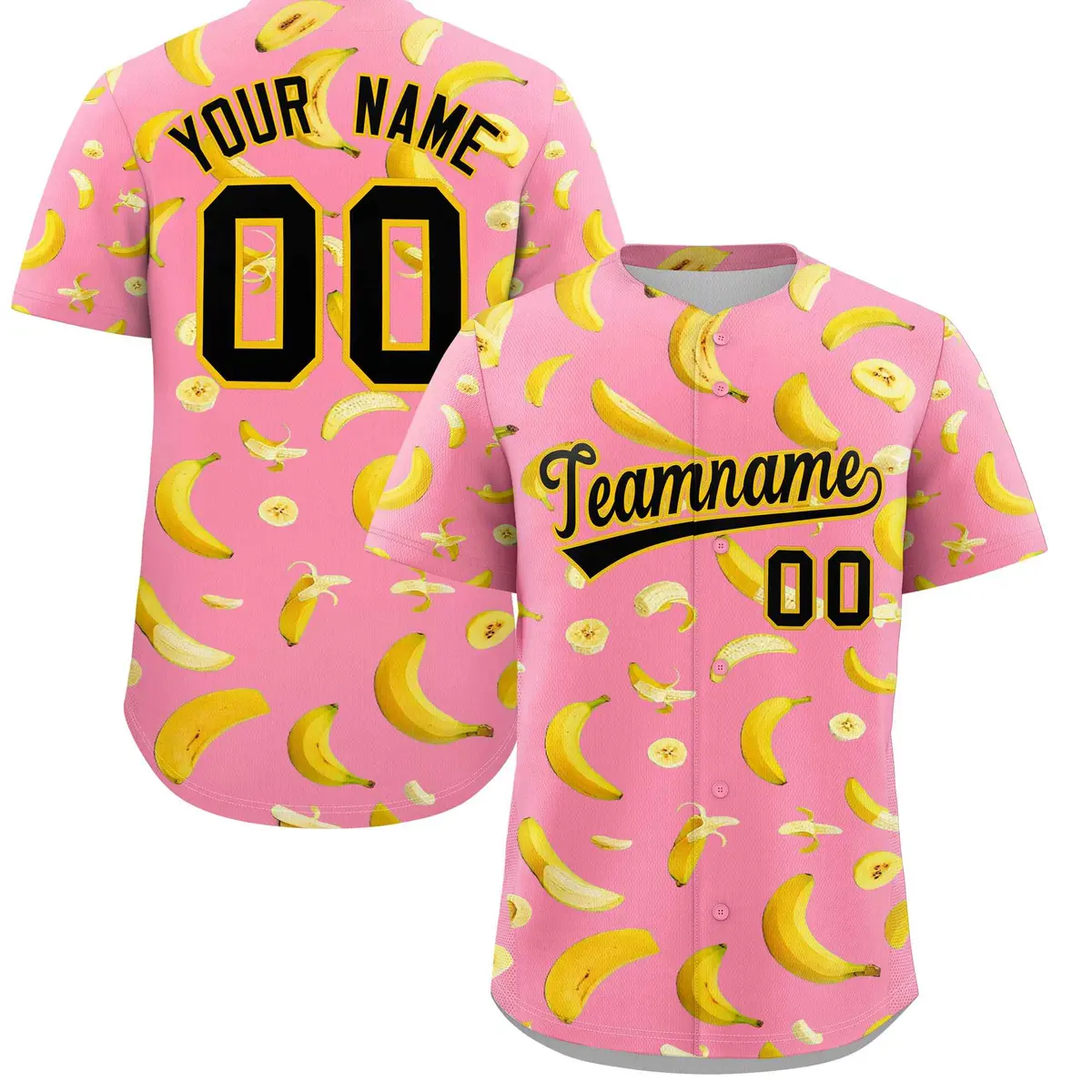 Light Pink Banana Graffiti Pattern Fashion Baseball Jersey