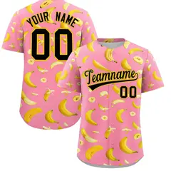 Light Pink Banana Graffiti Pattern Fashion Baseball Jersey 1