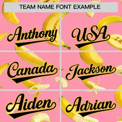 Light Pink Banana Graffiti Pattern Fashion Baseball Jersey 4