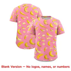 Light Pink Banana Graffiti Pattern Fashion Baseball Jersey 7