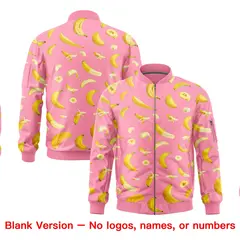 Light Pink Banana Pattern Varsity Letterman Bomber Jacket 8