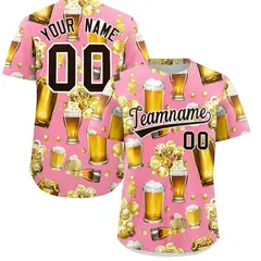 Light Pink Beer Day Parties Baseball Jersey 1