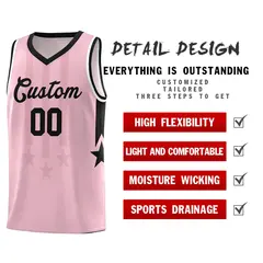 Light Pink Black and White Gradient Star Graffiti Basketball Jersey 2