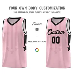 Light Pink Black and White Gradient Star Graffiti Basketball Jersey 3