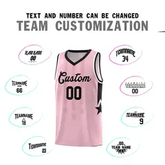 Light Pink Black and White Gradient Star Graffiti Basketball Jersey 4
