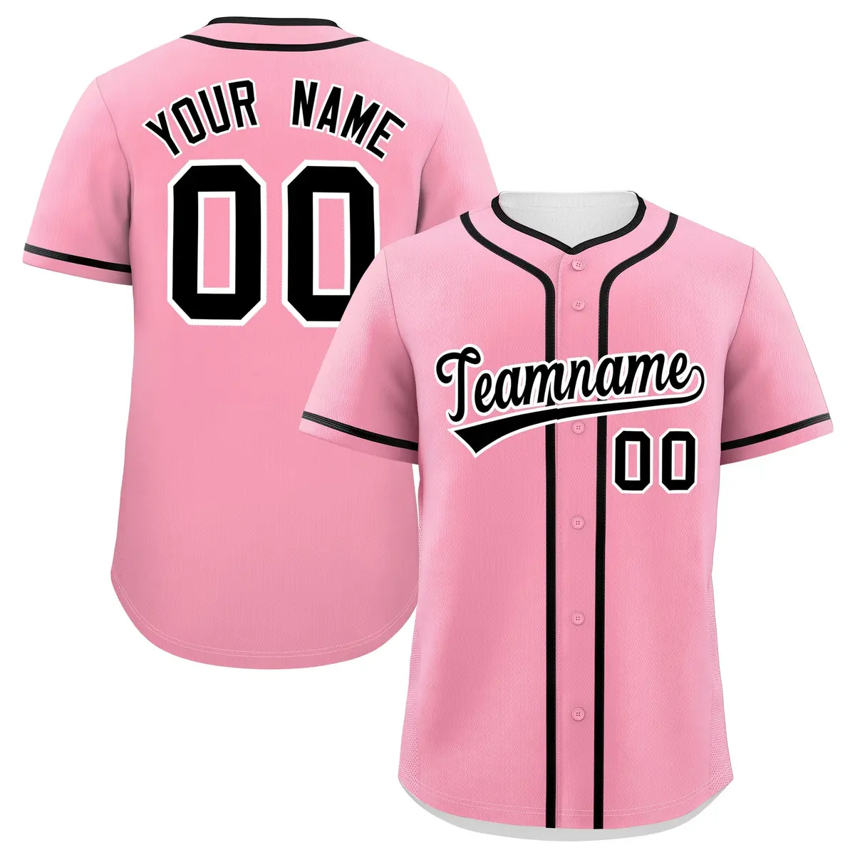 Light Pink Black Classic Authentic Baseball Jersey