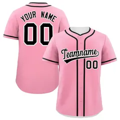 Light Pink Black Classic Authentic Baseball Jersey 1