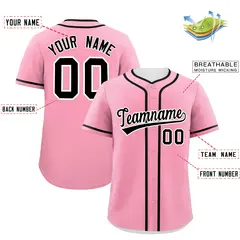 Light Pink Black Classic Authentic Baseball Jersey 2