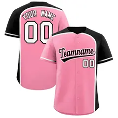 Light Pink Black Color Block Authentic Baseball Jersey