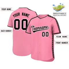 Light Pink Black Color Block Dotted Side Baseball Jersey 2