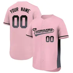 Light Pink Black-Dark Gray Gradient Side Baseball Jersey