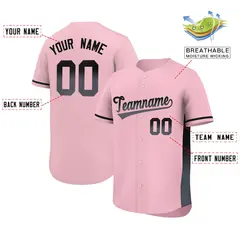 Light Pink Black-Dark Gray Gradient Side Baseball Jersey 2