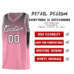 Light Pink Black Dot Pattern Side Gradient Reversible Basketball Jersey Kits 3