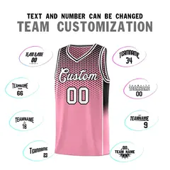 Light Pink Black Dot Pattern Side Gradient Reversible Basketball Jersey Kits 4