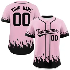 Light Pink Black Flame Graffiti Authentic Baseball Jersey 1