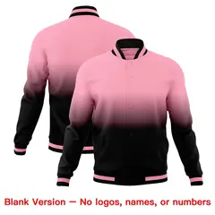 Light Pink Black Full-Snap Gradient Varsity Letterman Jacket 7