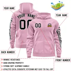 Light Pink Black Full-Zip Varsity Letterman Jacket Hoodie 4