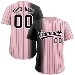 Light Pink Black Gradient Pinstripe Baseball Jersey 1