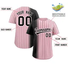 Light Pink Black Gradient Pinstripe Baseball Jersey 2