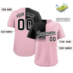 Light Pink Black Half Gradient Authentic Baseball Jersey 2