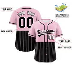 Light Pink Black Half Stripe Authentic Baseball Jersey 2