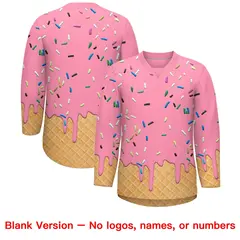 Light Pink Black Ice Cream Pattern V-Neck Hockey Jersey 7