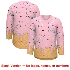 Light Pink Black Ice Cream Pattern V-Neck Hockey Jersey 7