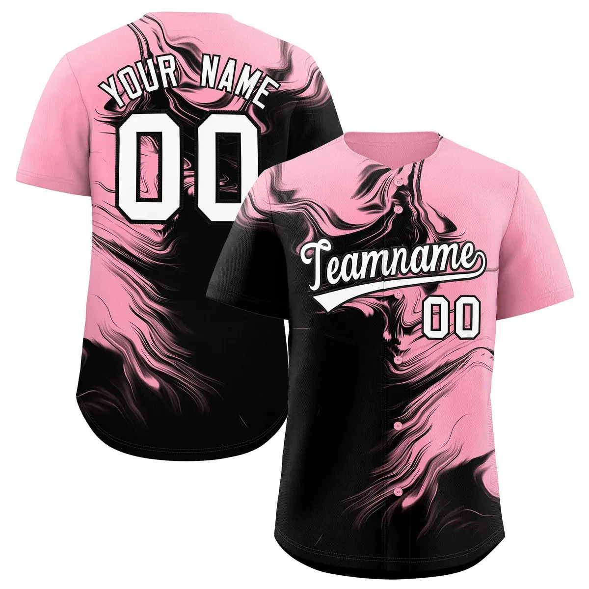 Light Pink Black Ink Pattern Authentic Baseball Jersey