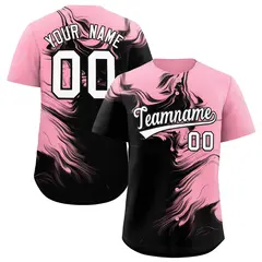 Light Pink Black Ink Pattern Authentic Baseball Jersey 1