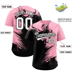 Light Pink Black Ink Pattern Authentic Baseball Jersey 2