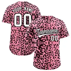 Light Pink Black Leopard Print Baseball Jersey 1