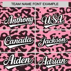 Light Pink Black Leopard Print Baseball Jersey 3