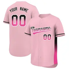 Light Pink Black-Pink Gradient Side Baseball Jersey 1