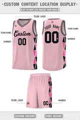 Light Pink Black-Pink Side Triangle Splicing Basketball Jersey 2