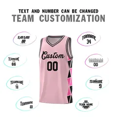 Light Pink Black-Pink Side Triangle Splicing Basketball Jersey 3