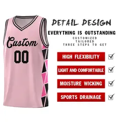 Light Pink Black-Pink Side Triangle Splicing Basketball Jersey 4