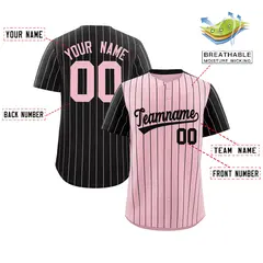Light Pink Black Pinstripe Raglan Baseball Jersey 2