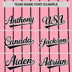 Light Pink Black Pinstripe Two-tone Baseball Jersey 3