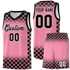 Light Pink Black Plaid Basketball Jersey for Teams 1