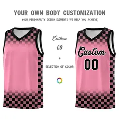 Light Pink Black Plaid Basketball Jersey for Teams 3